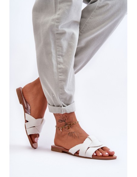 Women's Material Slippers White Aversa