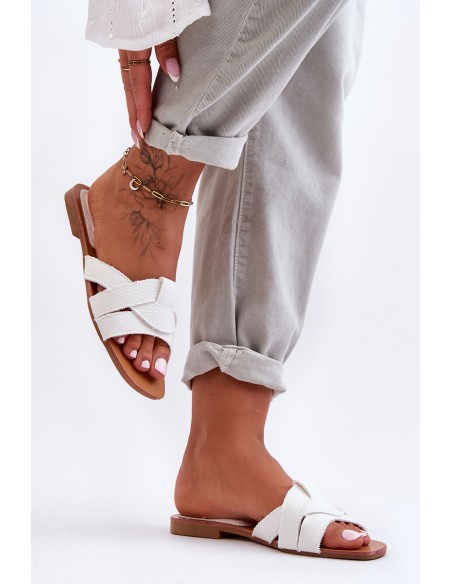Women's Material Slippers White Aversa