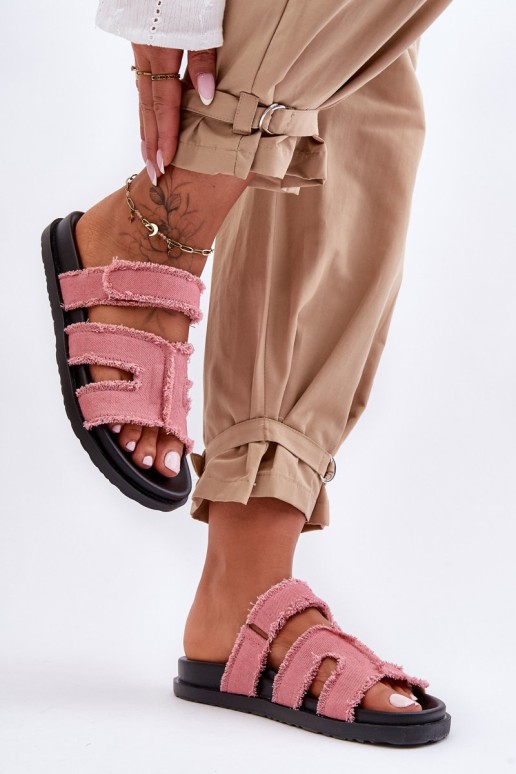 Moteriškos medžiagInės šlepetės su lipnia rožine Lamirose