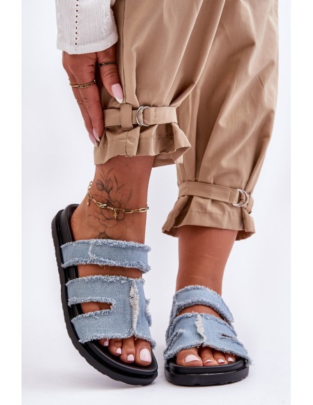 Women's Material Slippers Zip with Blue Lamirose