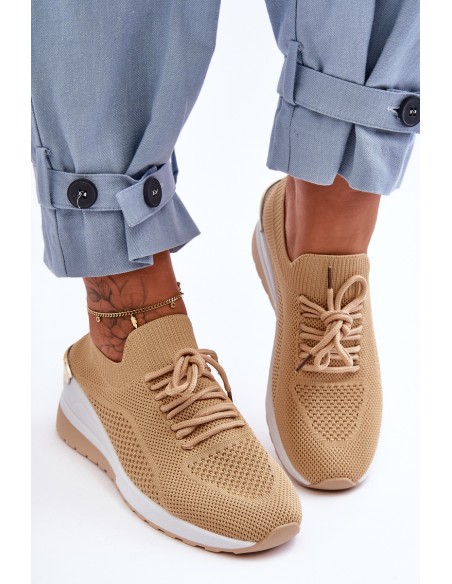 Material Slip-On Sports Shoes On Platform Beige Visconti