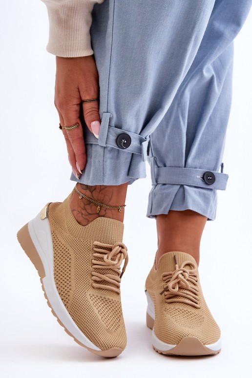 Medžiaga Slip-On sportiniai batai ant platformos Beige Visconti