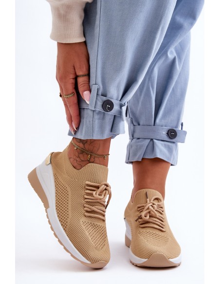 Material Slip-On Sports Shoes On Platform Beige Visconti