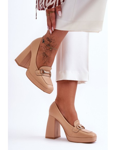 Stylish Leather Pumps Nude Rouse