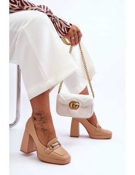 Stylish Leather Pumps Nude Rouse