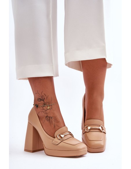Stylish Leather Pumps Nude Rouse
