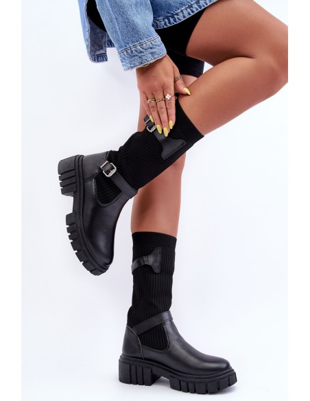 Women's Ankle Boots with Sock Black Abroze