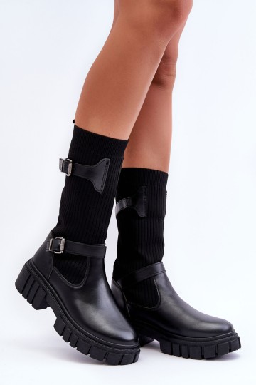 Women's Ankle Boots with Sock Black Abroze 2