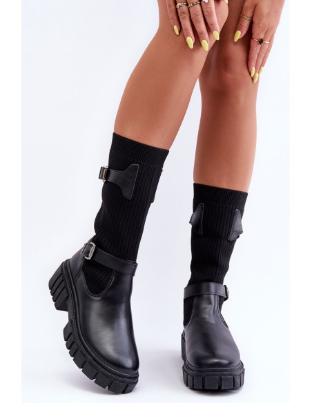 Women's Ankle Boots with Sock Black Abroze