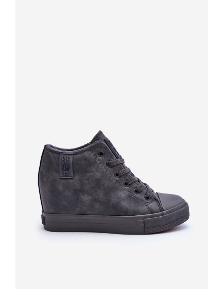 Women's Leather Sneakers On Platform Big Star MM274005 Grey