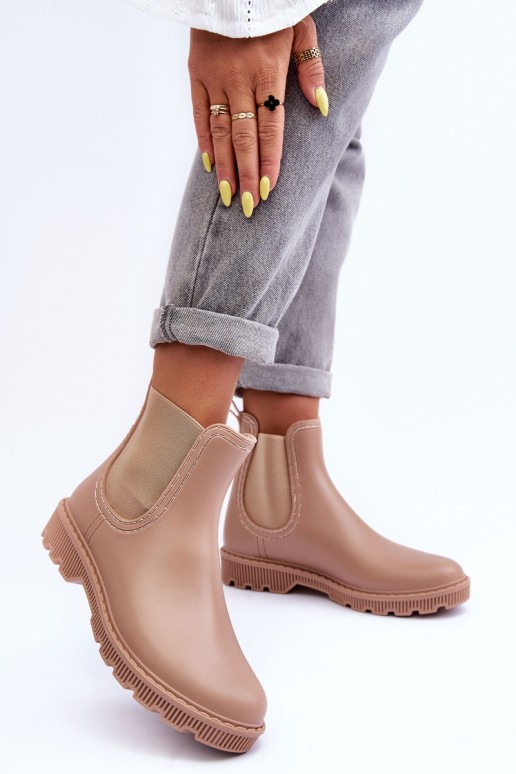 Women's Slip-On Matte Galoshes Beige Helinca