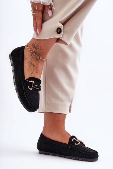 Moteriški mokasinai su ornamentu juoda dionira