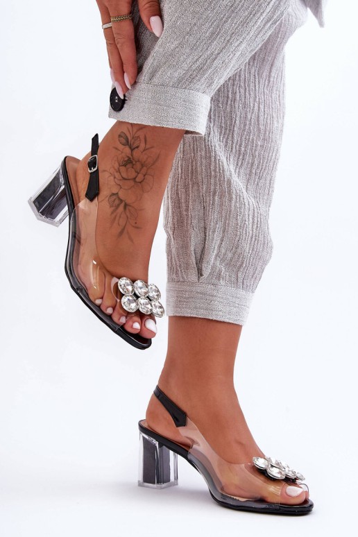 Transparent Heels Sandals Black SBarski MR1037-43