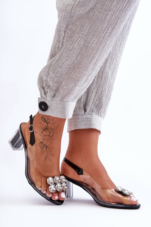 Permatomi aukštakulniai sandalai juodi SBarski MR1037-43