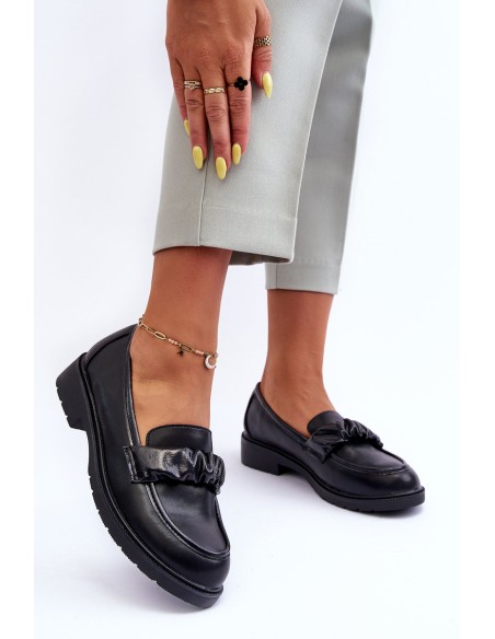 Leather Loafers Half-Boots on Flat Heel Black SBarski HY335
