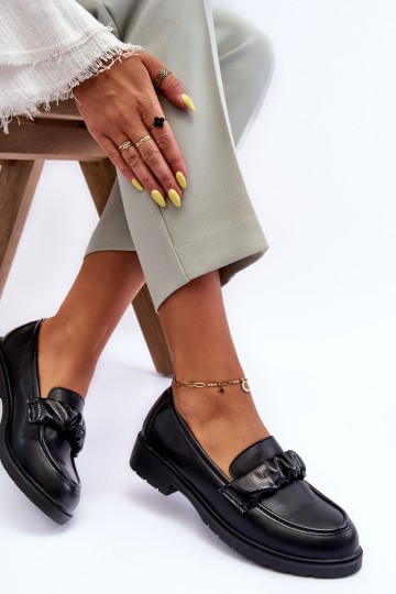 Leather Loafers Half-Boots on Flat Heel Black SBarski HY335 2