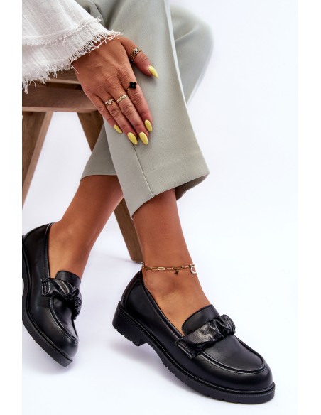 Leather Loafers Half-Boots on Flat Heel Black SBarski HY335