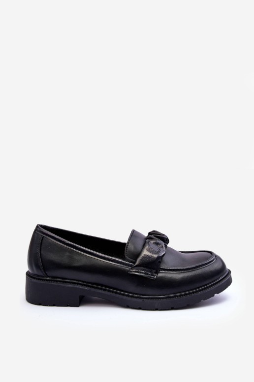 Leather Loafers Half-Boots on Flat Heel Black SBarski HY335