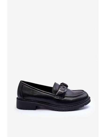 Leather Loafers Half-Boots on Flat Heel Black SBarski HY335
