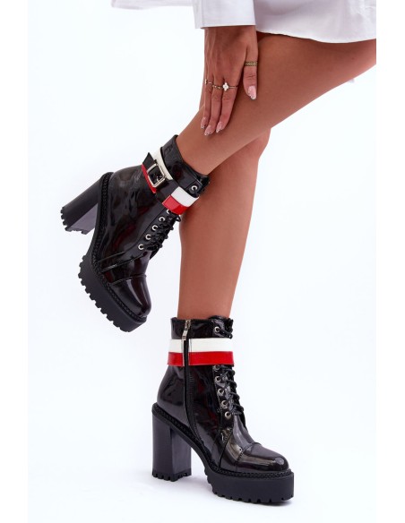 Leather Heeled Boots Black Adrijana