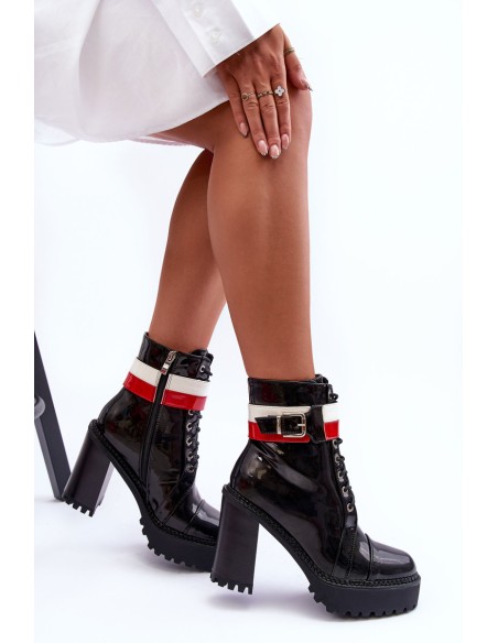 Leather Heeled Boots Black Adrijana