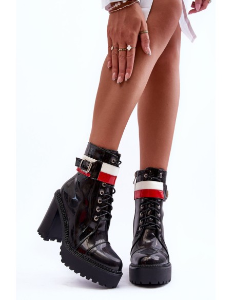 Leather Heeled Boots Black Adrijana