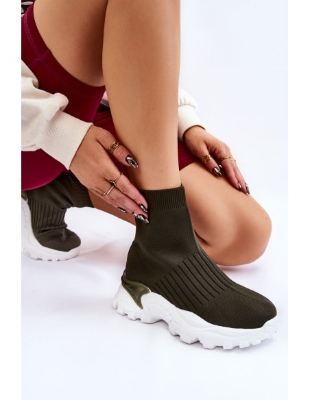 Women's High Sock Trainers Green Jovie