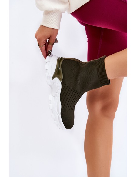 Women's High Sock Trainers Green Jovie