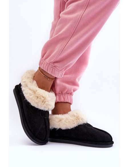 Women's Slippers With Fur Black Lanoze
