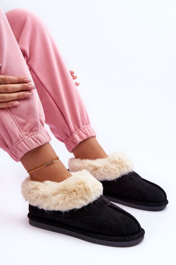 Women's Slippers With Fur Black Lanoze 2