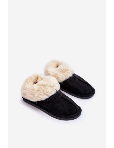 Women's Slippers With Fur Black Lanoze