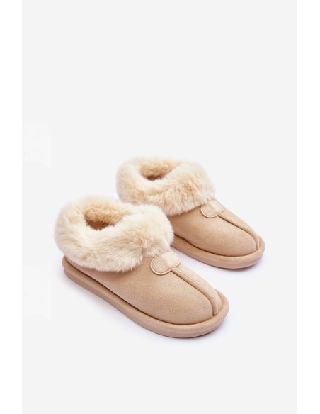 Women's Slippers With Faux Fur Light Beige Lanoze