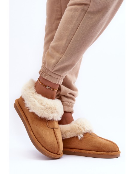 Women's Slippers With Faux Fur Brown Lanoze