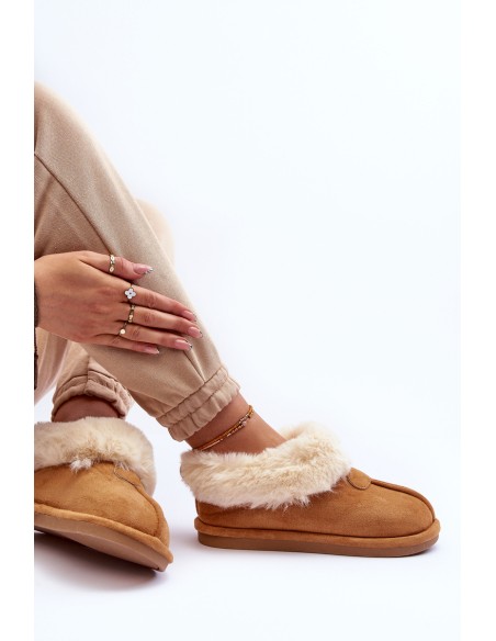 Women's Slippers With Faux Fur Brown Lanoze