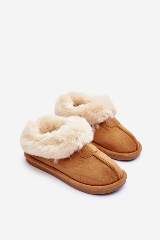 Women's Slippers With Faux Fur Brown Lanoze