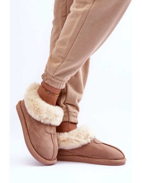 Women's Slippers With Faux Fur Beige Lanoze