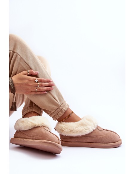Women's Slippers With Faux Fur Beige Lanoze