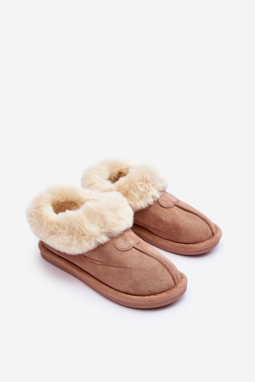 Women's Slippers With Faux Fur Beige Lanoze