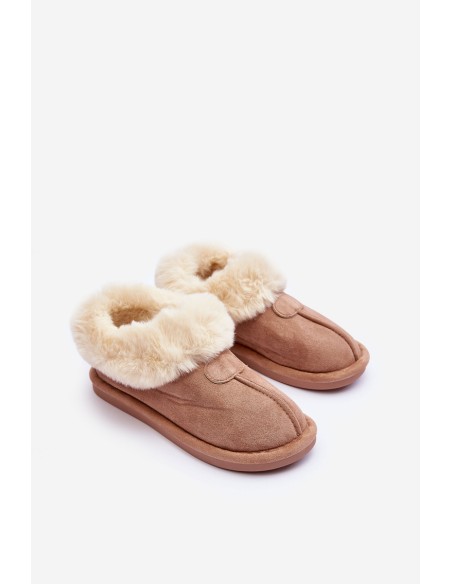 Women's Slippers With Faux Fur Beige Lanoze