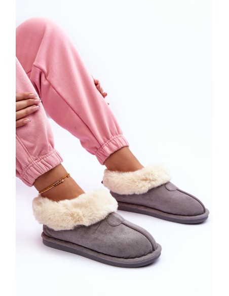 Women's Slippers With Faux Fur Gray Lanose