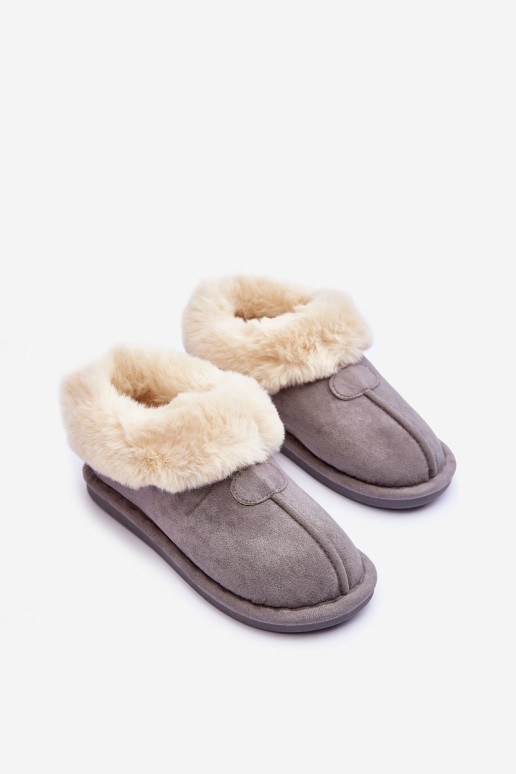 Women's Slippers With Faux Fur Gray Lanose