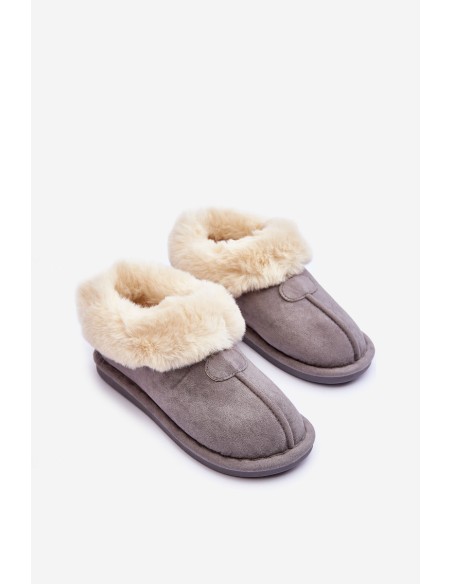 Women's Slippers With Faux Fur Gray Lanose