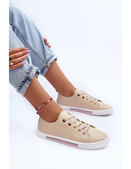 Women's Leather Sport Shoes Beige Mossaia