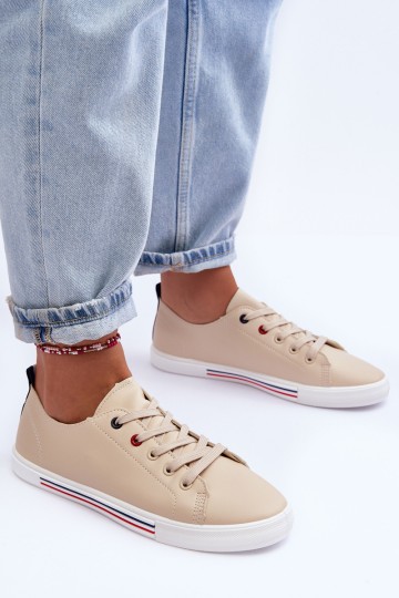 Women's Leather Sport Shoes Beige Mossaia 2