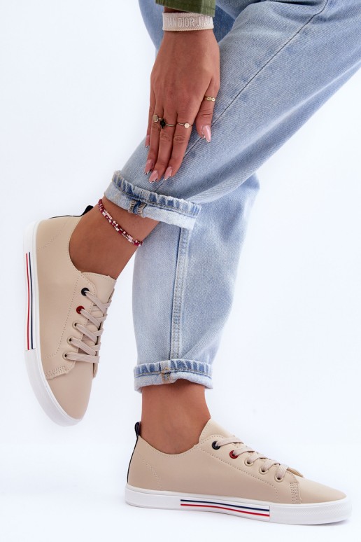 Women's Leather Sport Shoes Beige Mossaia