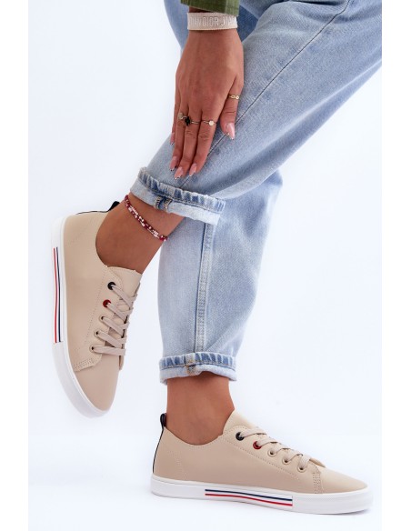 Women's Leather Sport Shoes Beige Mossaia