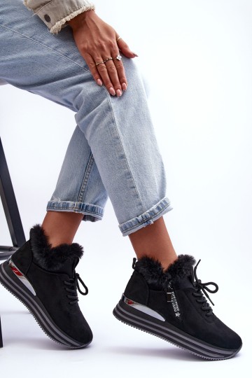 Platform Furry Sports Shoes Black Jamarie 2