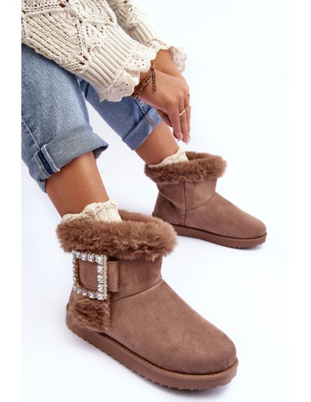 Dirbtiniu kailiu pamušalu užsegami sniego batai