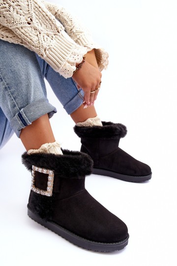 Faux Fur Lined Lace-up Snow Boots Black Dulca 2