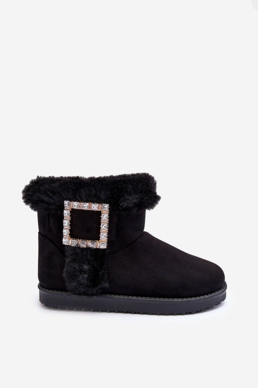 Faux Fur Lined Lace-up Snow Boots Black Dulca